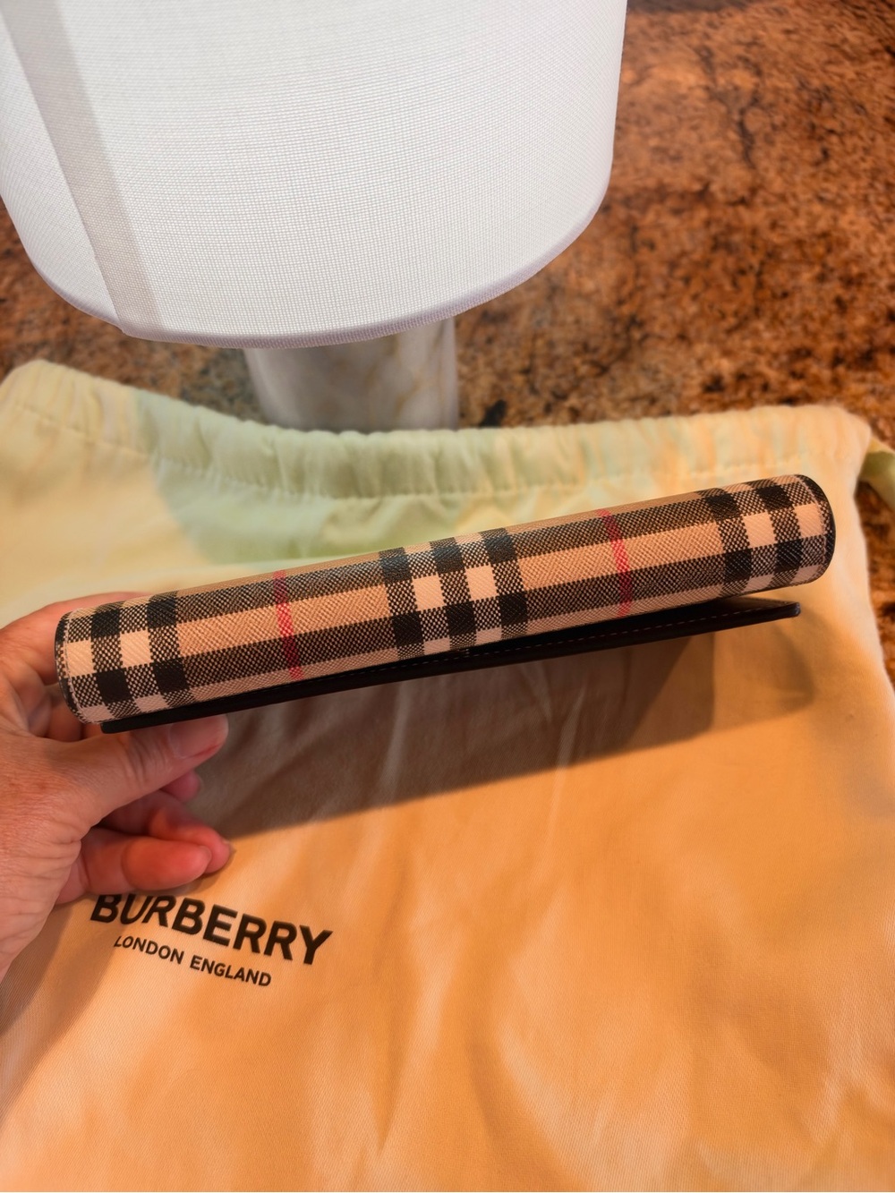 Burberry Beige Plaid wallet. 12 credit card holder. Great shape